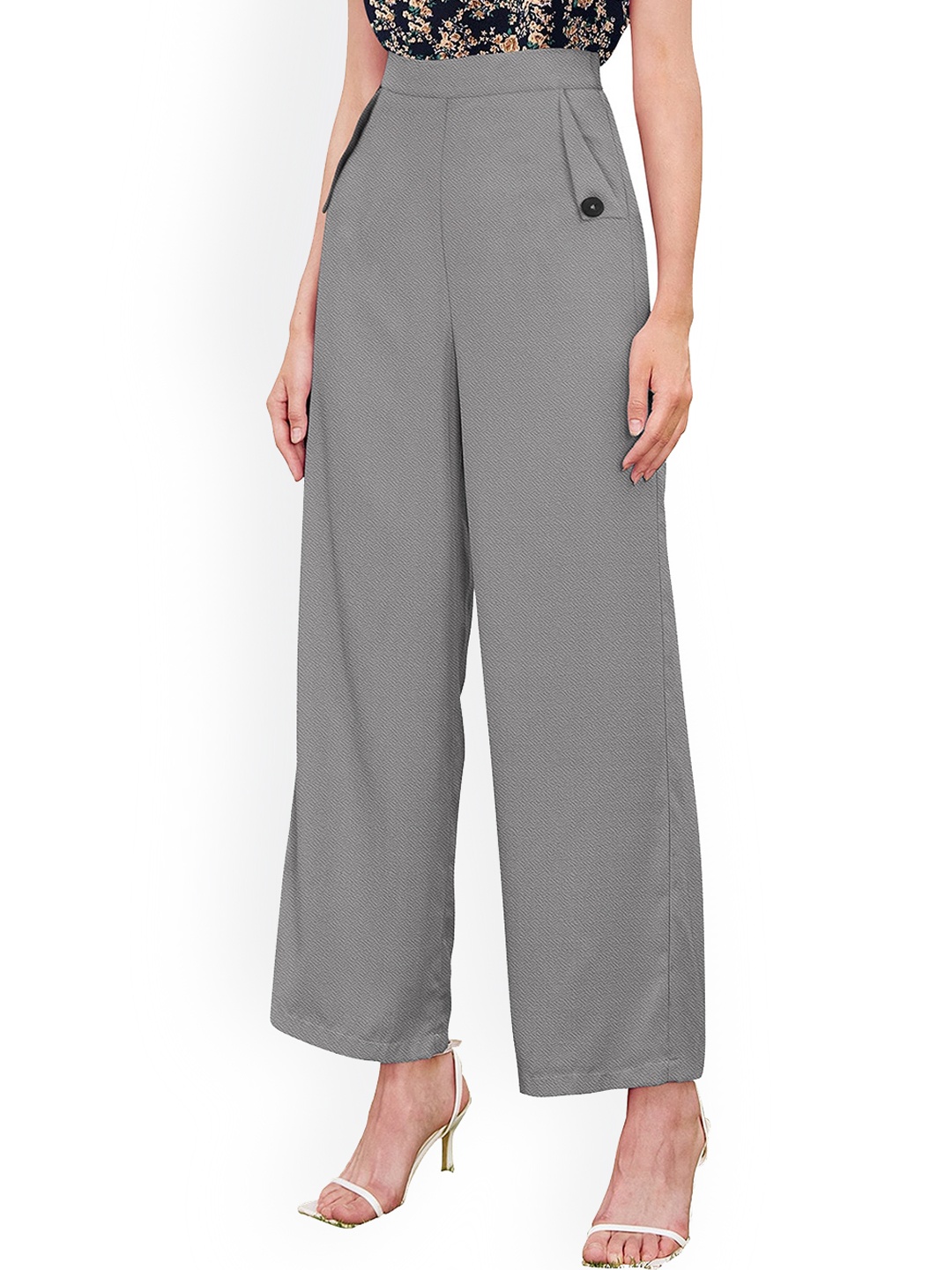 

ODETTE Women Comfort Slim Fit High-Rise Trouser, Grey