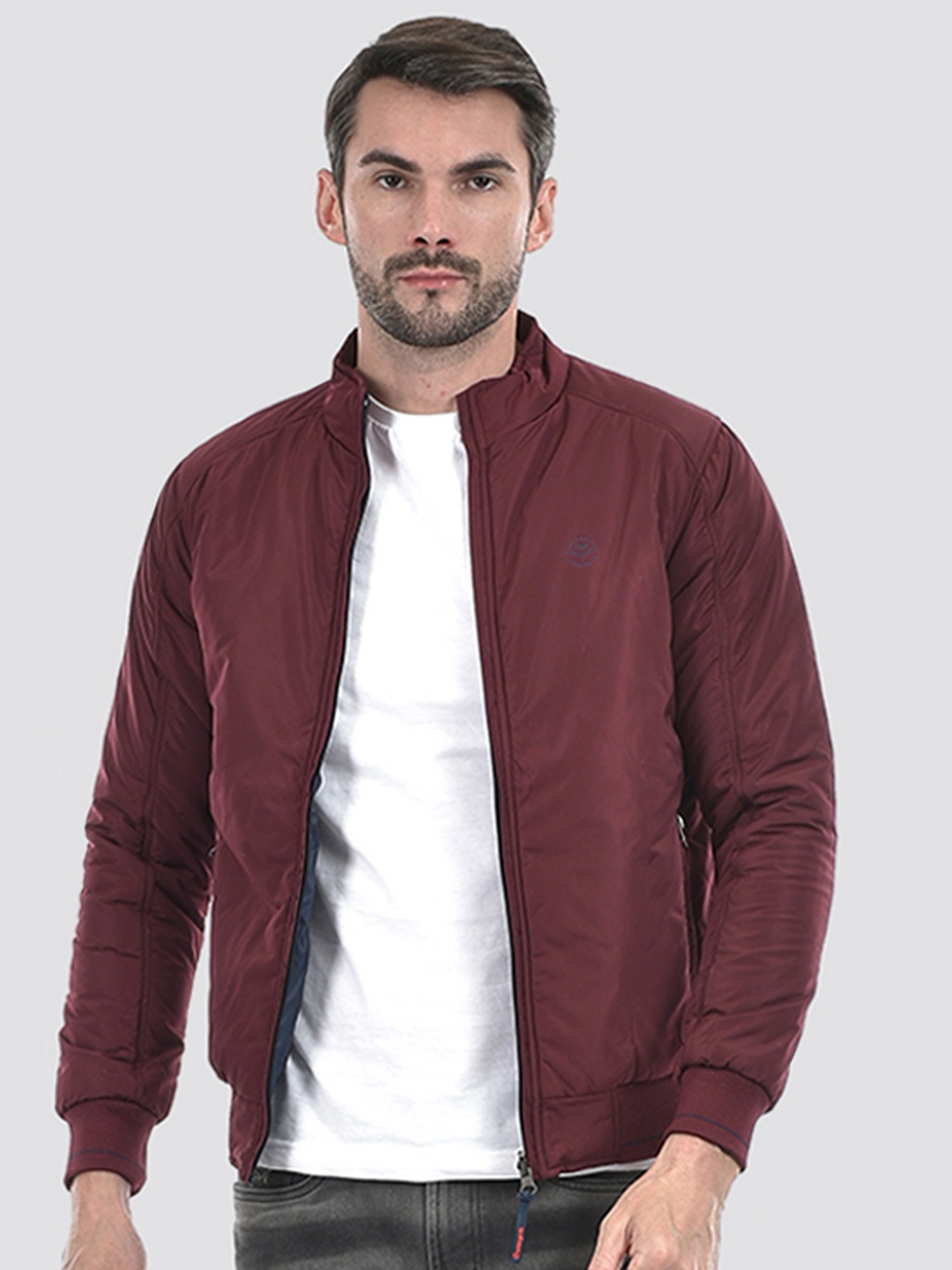 

Integriti Stand Collar Reversible Bomber Jacket, Maroon