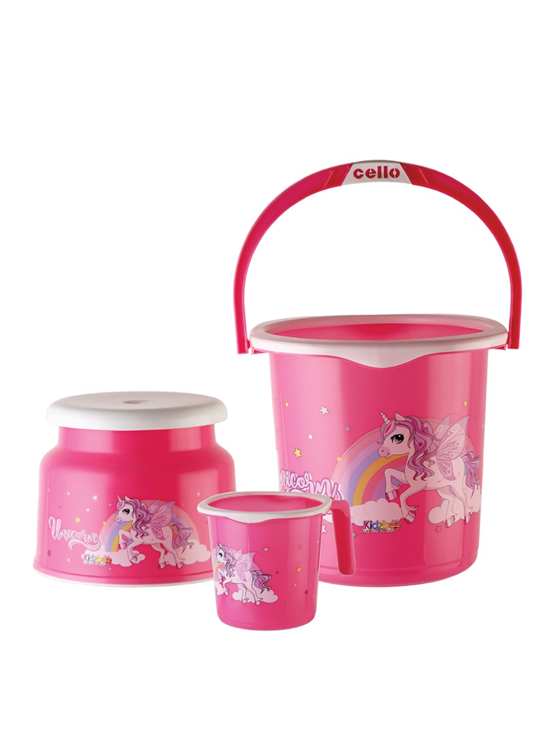 

Cello Kidzbee Set of 3 Pink Unicorn Plastic Bathroom Set for Kids