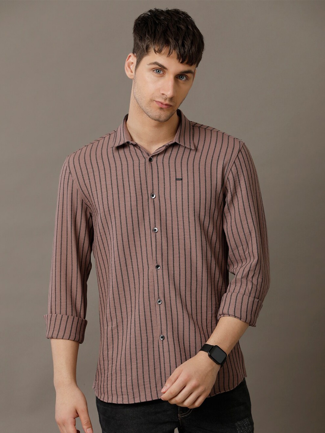 

IDENTITI Slim Fit Striped Casual Shirt, Purple
