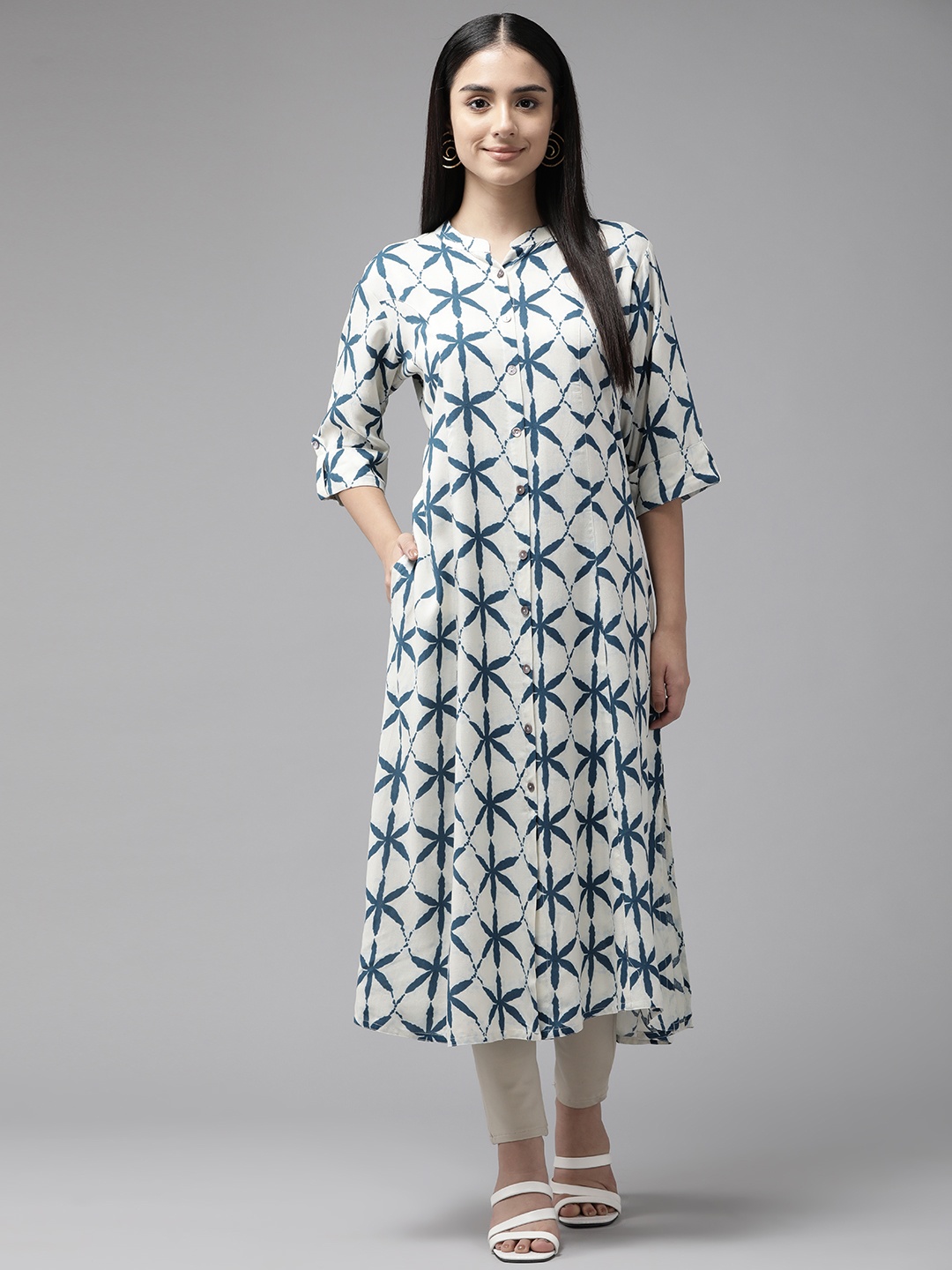 

Cayman Women Printed Cotton A-line Kurta, Blue