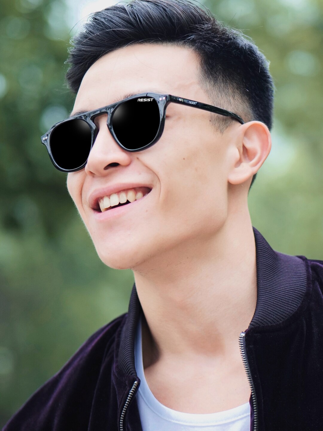 

RESIST EYEWEAR Unisex Round Sunglasses with UV Protected Lens BOSS BF BLACK
