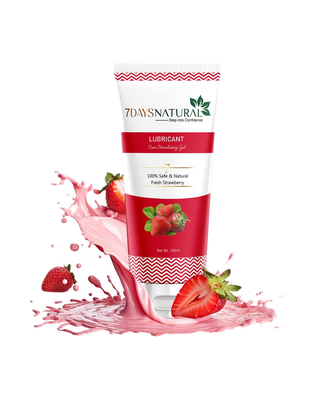 

7 DAYS Natural Fresh Strawberry Water-Based Lubricant Cum Stimulating Gel - 100 ml, Red