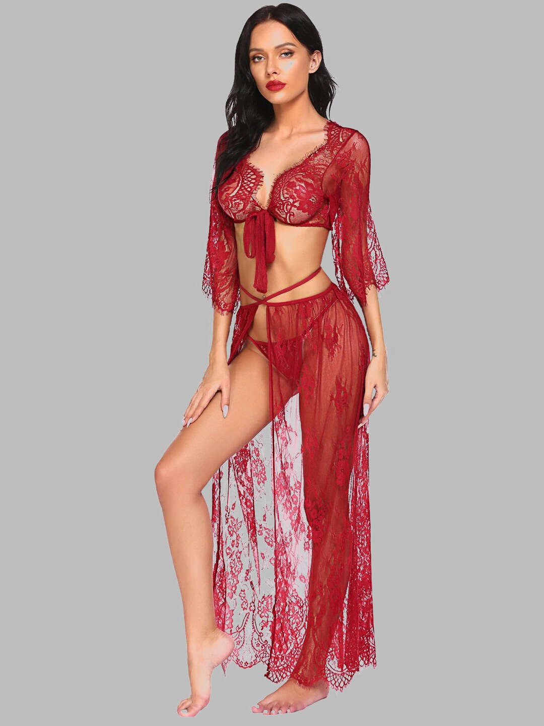 

Krelin Self Design Net Baby Doll, Red