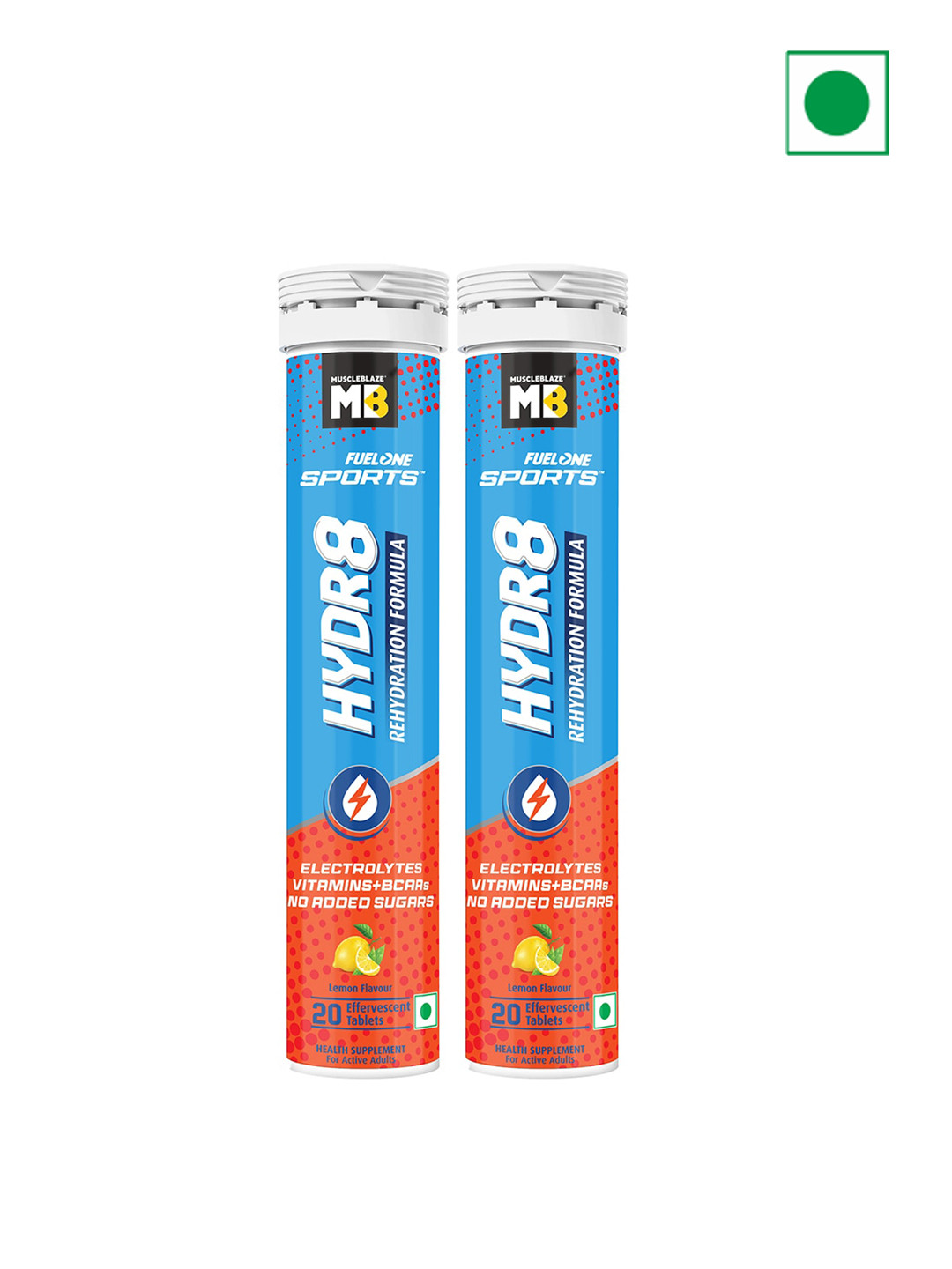 

MuscleBlaze Set of 2 Lemon Flavoured Fuel One Sports Hydr8 Tablets - 20 Tablets Each, Blue