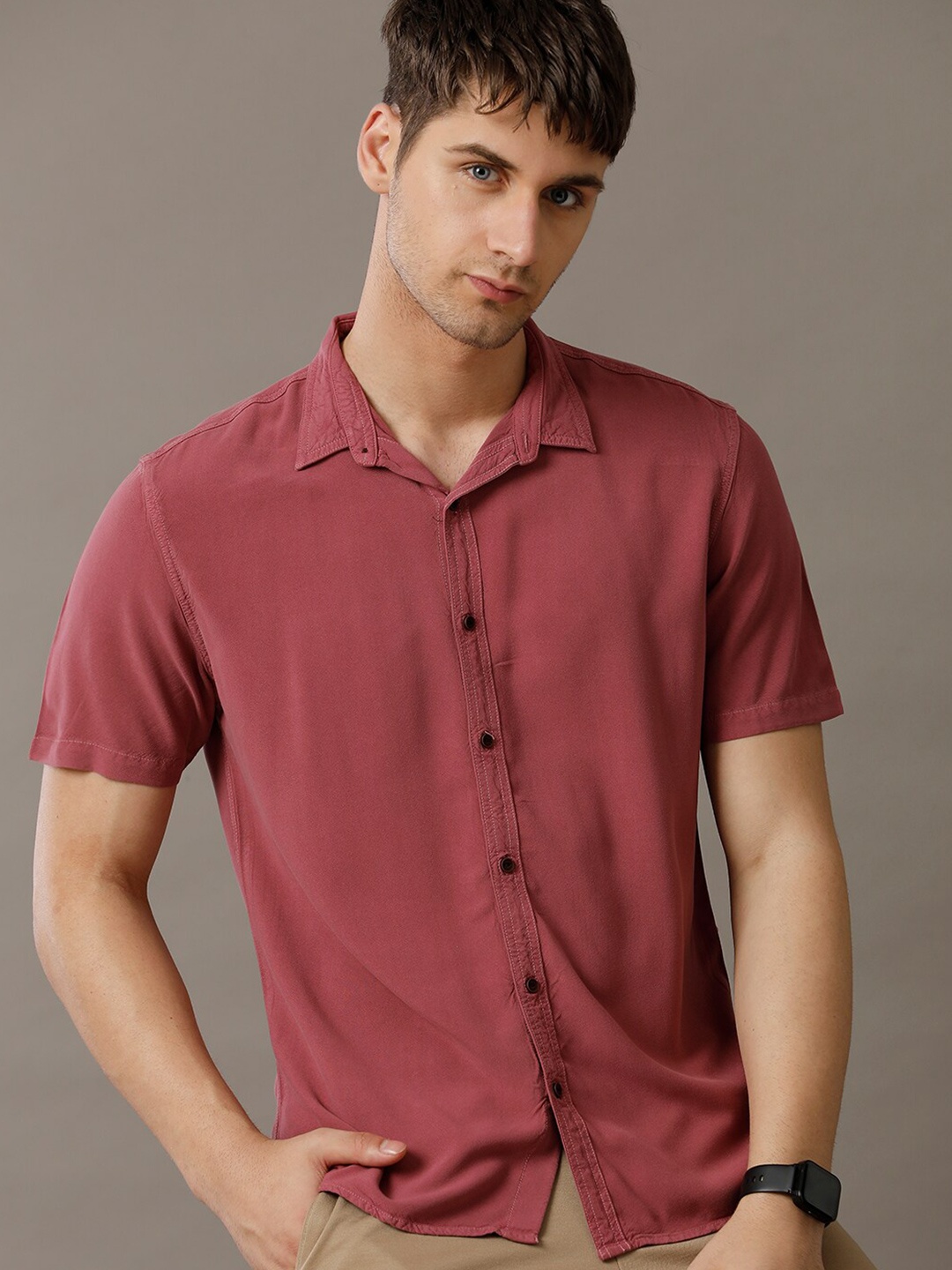 

IDENTITI Slim Fit Casual Shirt, Peach