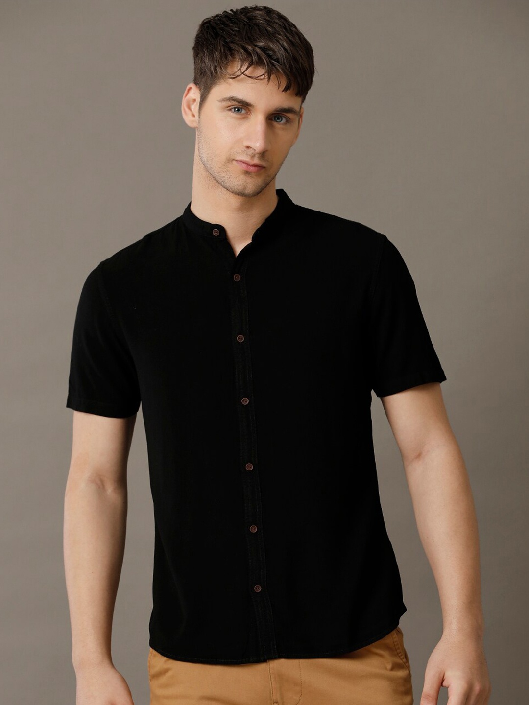 

IDENTITI Slim Fit Casual Shirt, Black