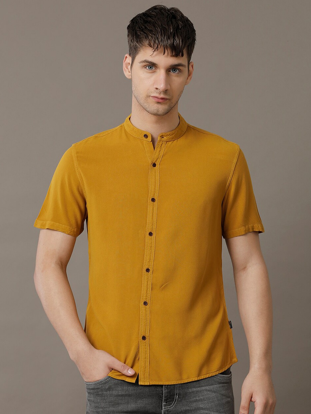 

IDENTITI Slim Fit Casual Shirt, Mustard