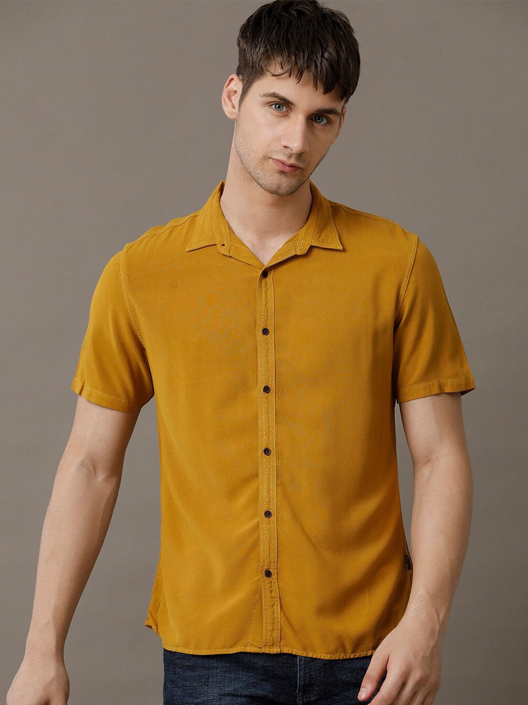 

IDENTITI Slim Fit Casual Shirt, Mustard