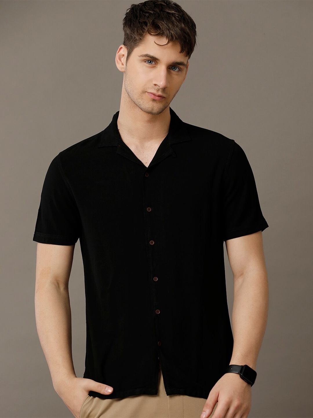 

IDENTITI Slim Fit Casual Shirt, Black