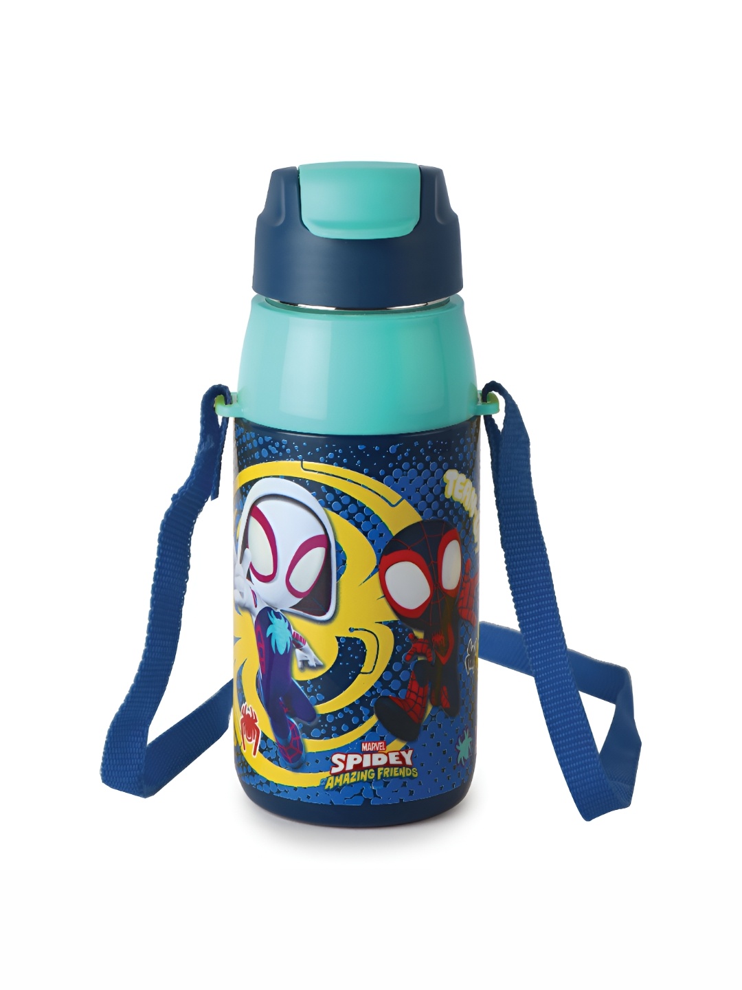 

Cello Kidzbee Kids Era Web Warriors 3D Touch & Feel Design Water Bottle 400ml, Turquoise blue