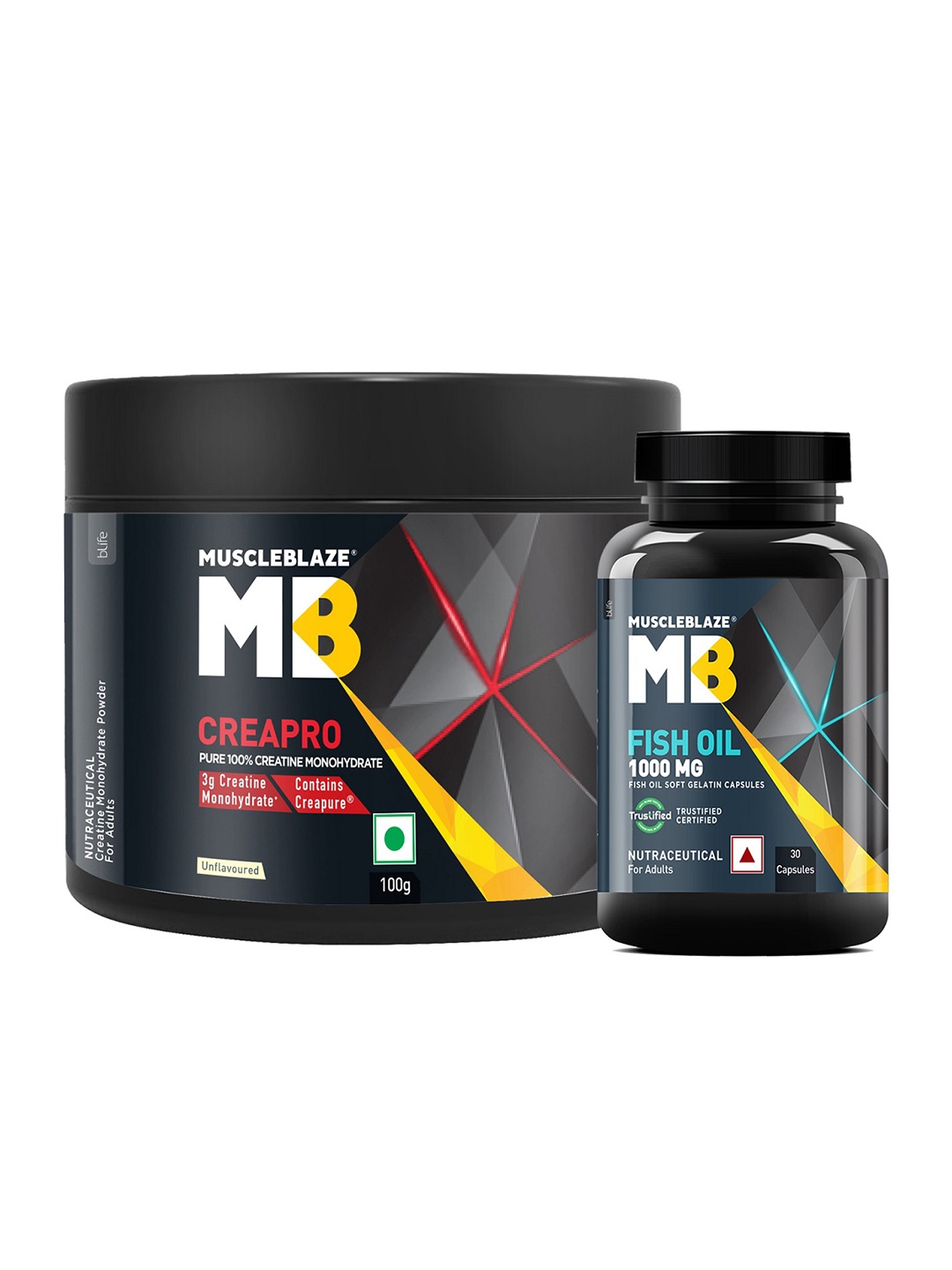 

MuscleBlaze CreaPRO Creatine & Fish Oil 30 Capsules, Unflavoured, Black