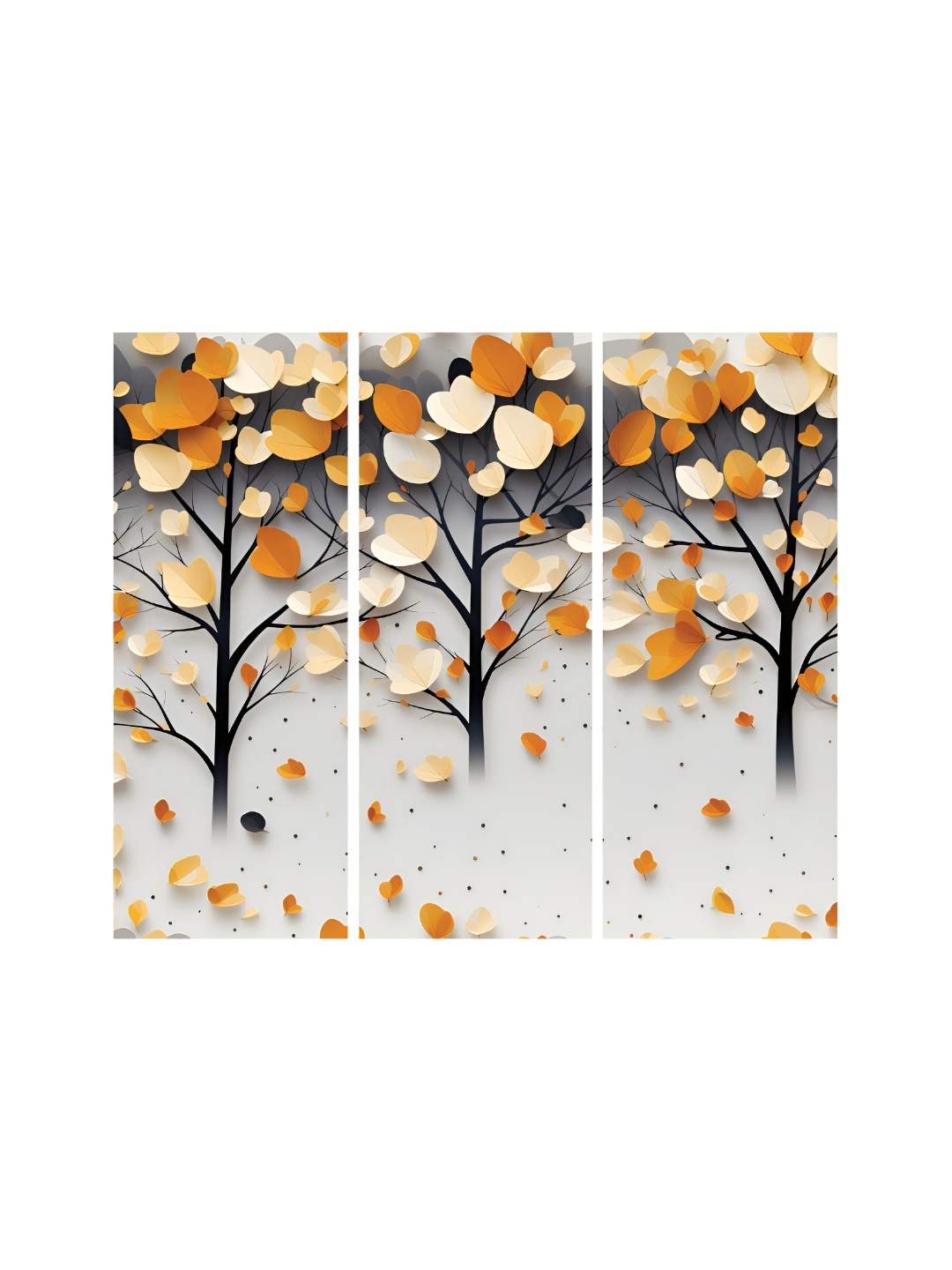 

RANDOM White & Black 3 Pieces Canvas Floral and Botanical Painting Wall Art