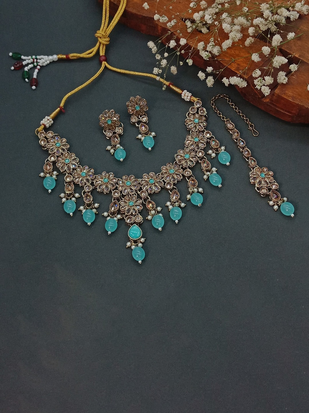

AASHISH IMITATION Gold Plated American Diamond Jewellery Set