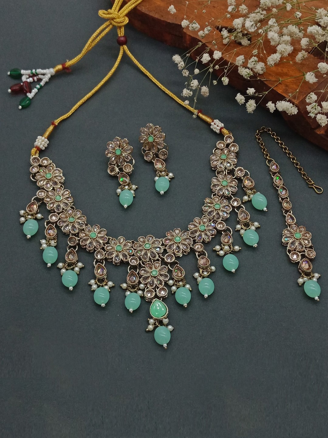 

AASHISH IMITATION Gold Plated American Diamond Jewellery Set