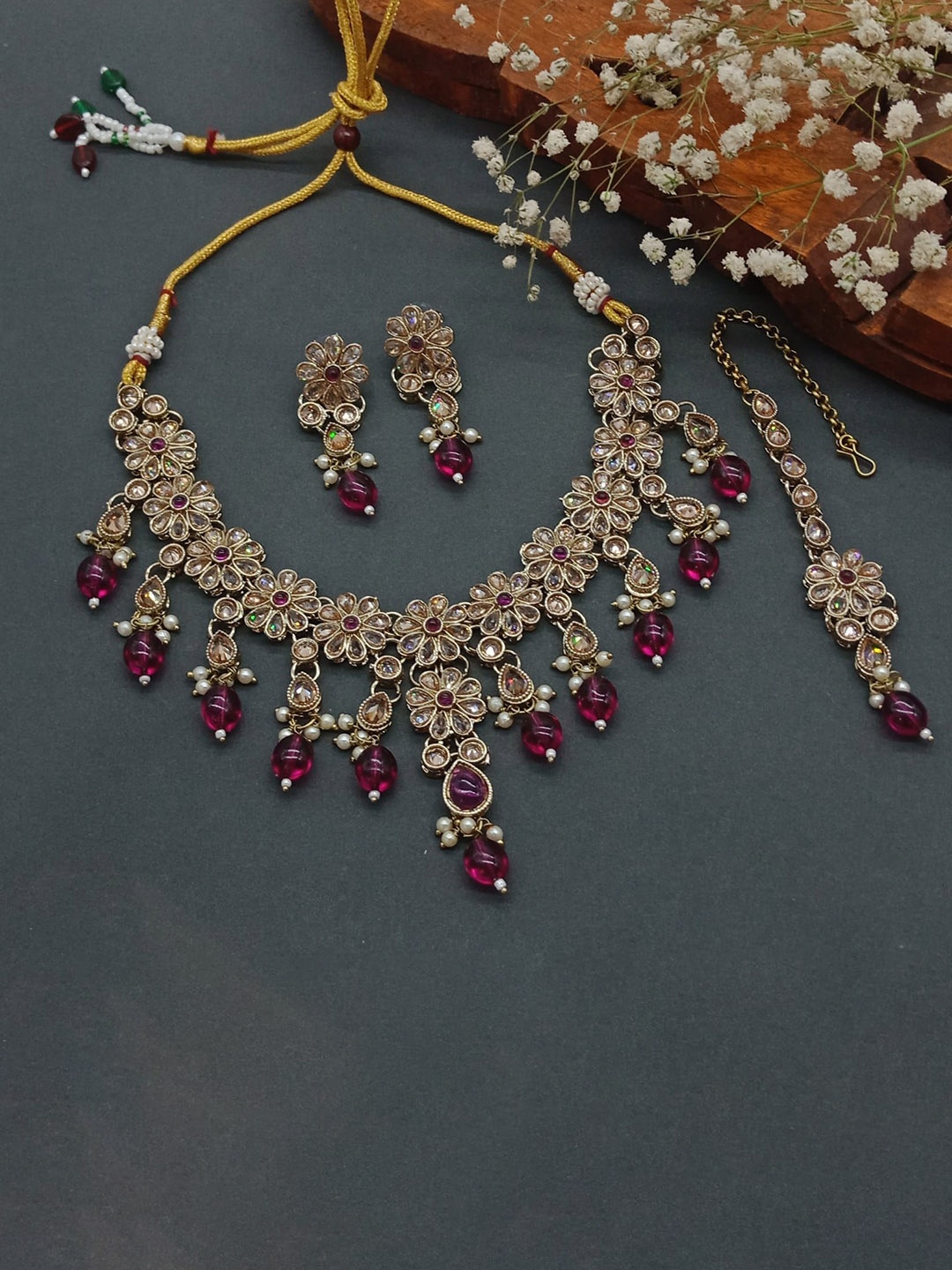 

AASHISH IMITATION Gold Plated American Diamond Jewellery Set
