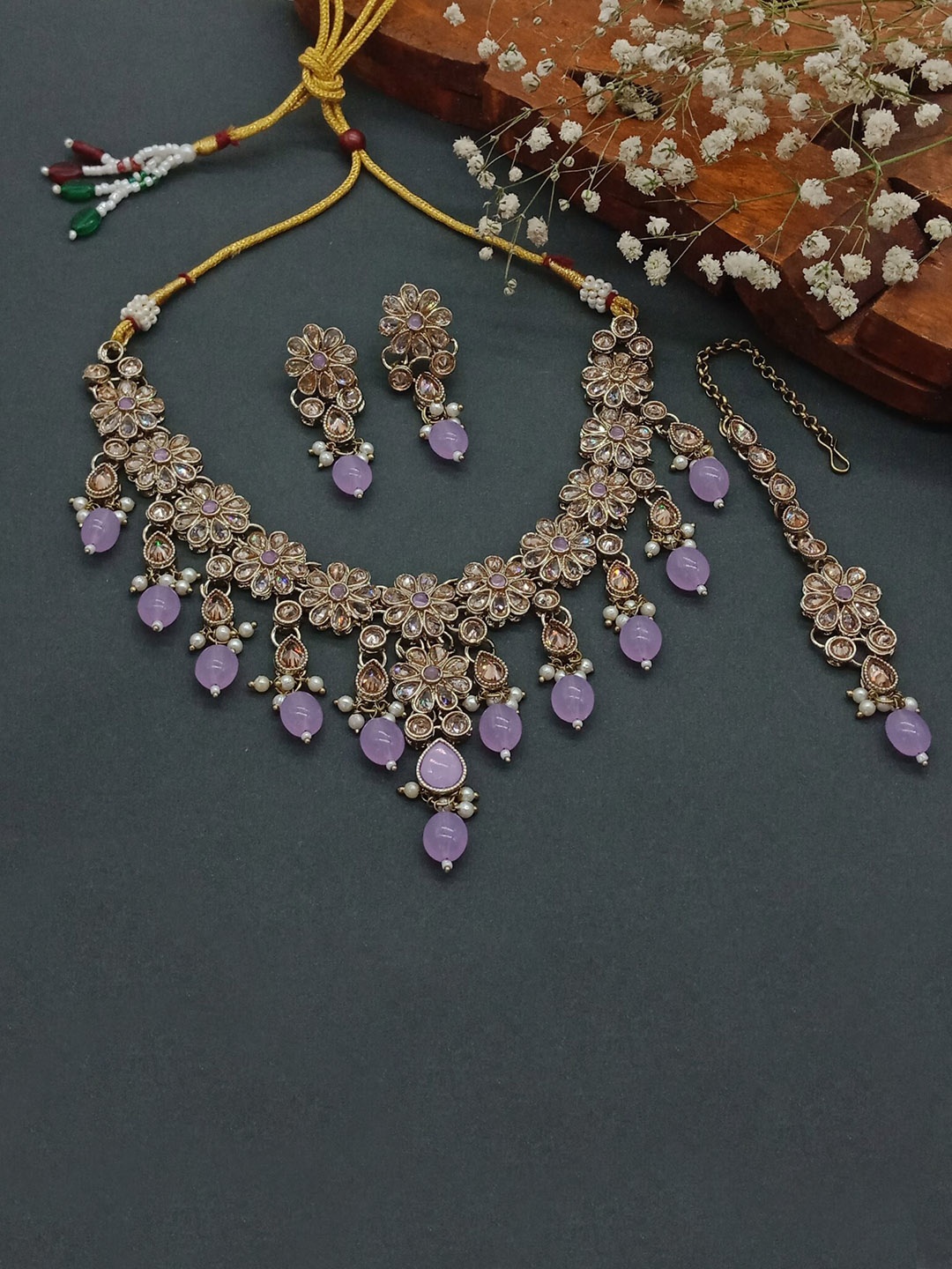 

AASHISH IMITATION Gold Plated American Diamond Jewellery Set