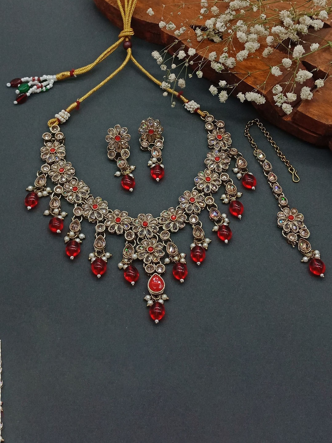 

AASHISH IMITATION Gold-Plated American Diamond Jewellery Set