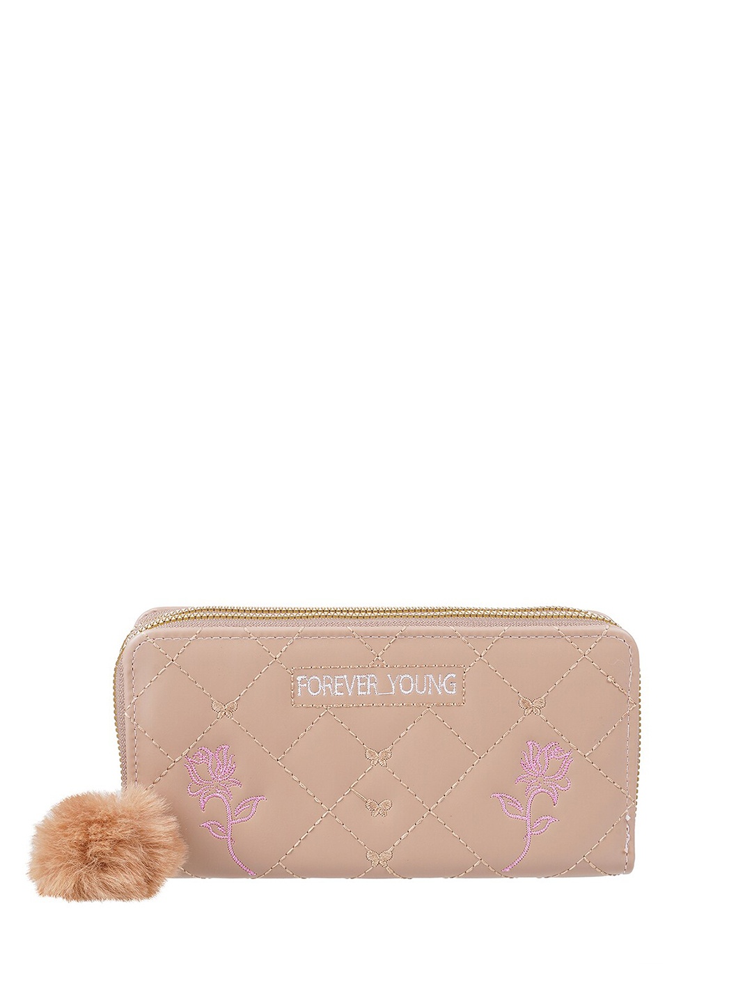

WALKWAY by Metro Women Geometric Textured Zip Around Wallet, Beige