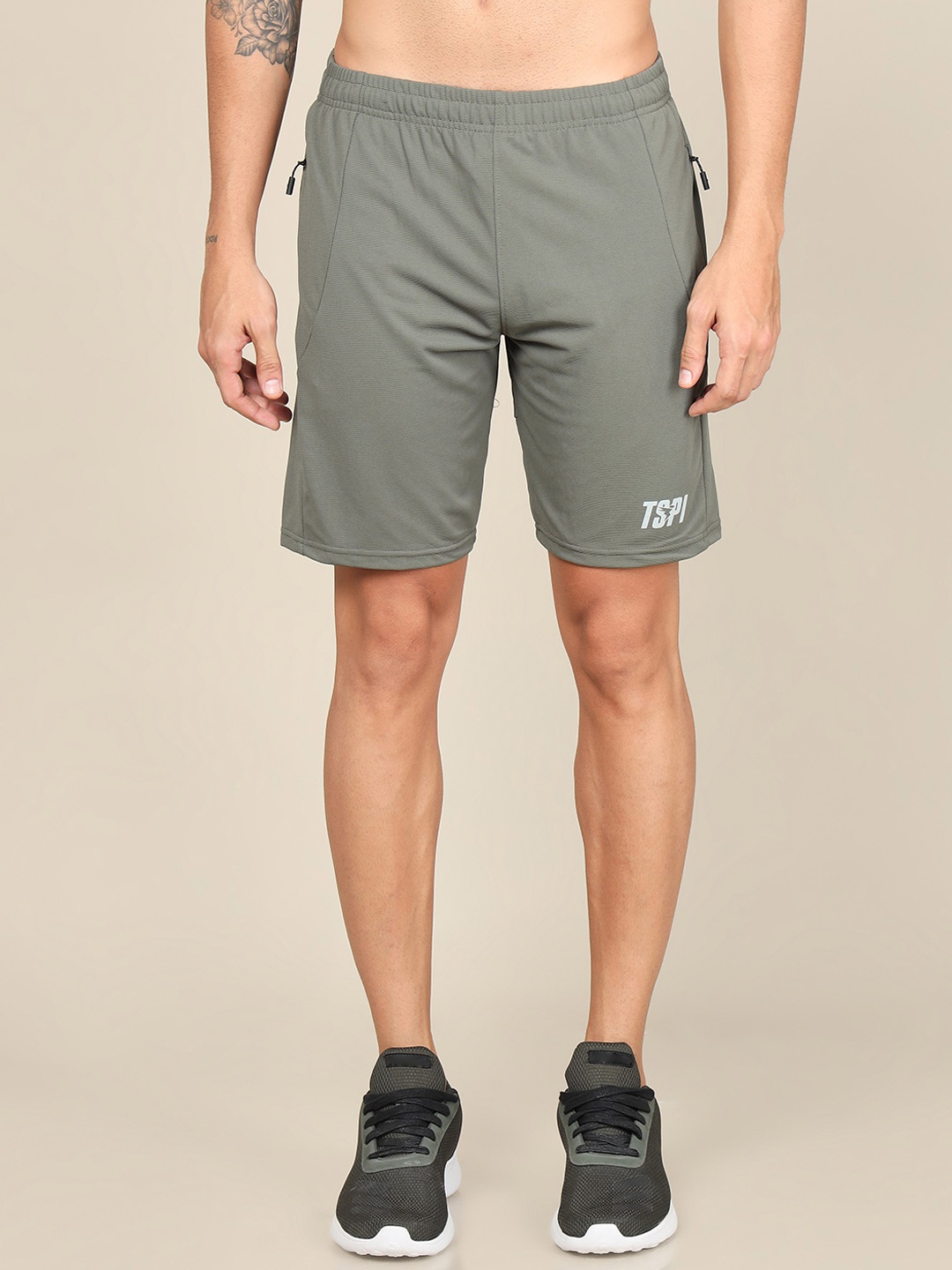 

Technosport Men SS'24 Slim Fit Mid-Rise Rapid-Dry Gym Sports Shorts, Grey