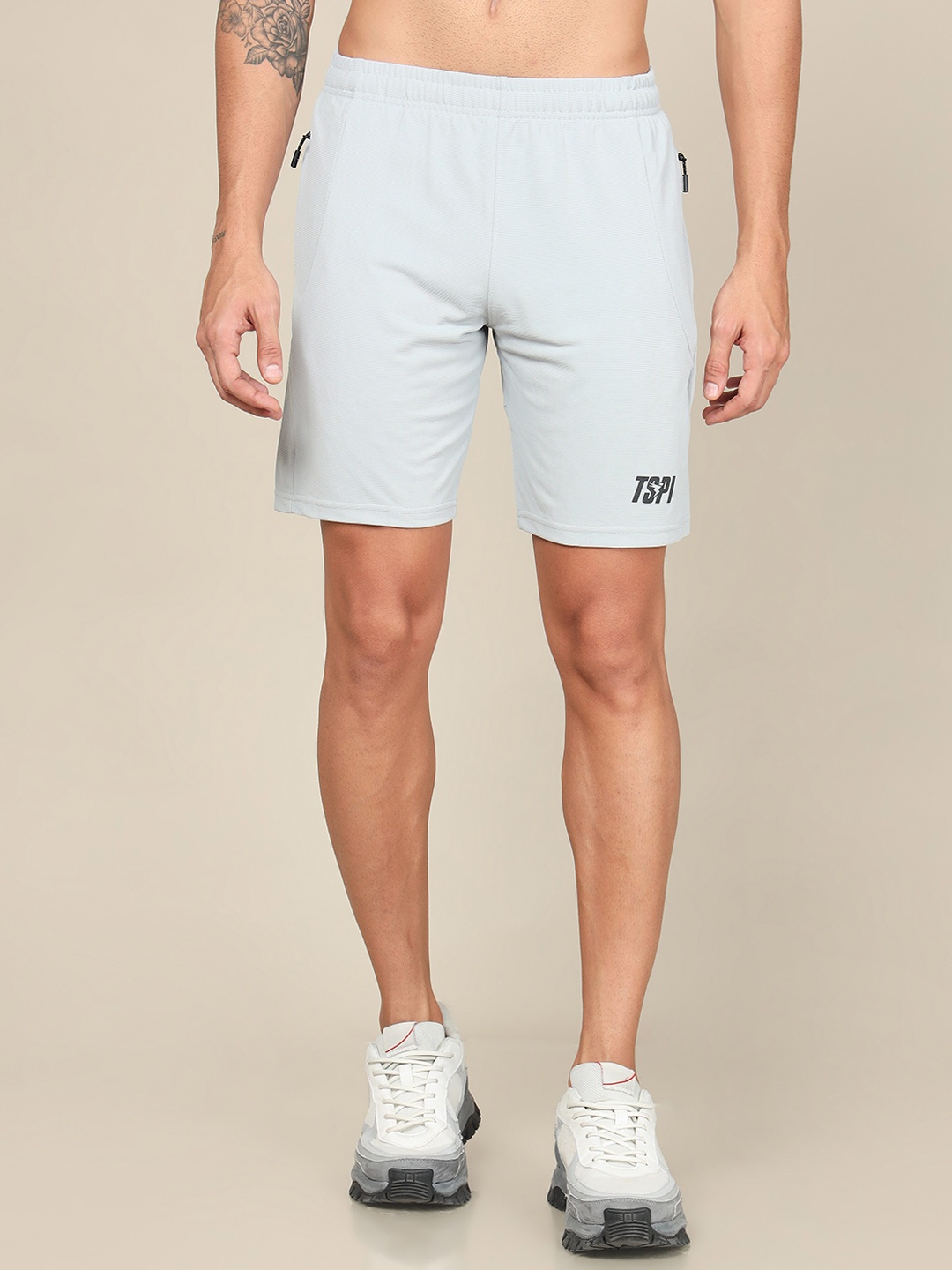 

Technosport Men SS'24 Slim Fit Mid-Rise Rapid-Dry Gym Sports Shorts, Grey