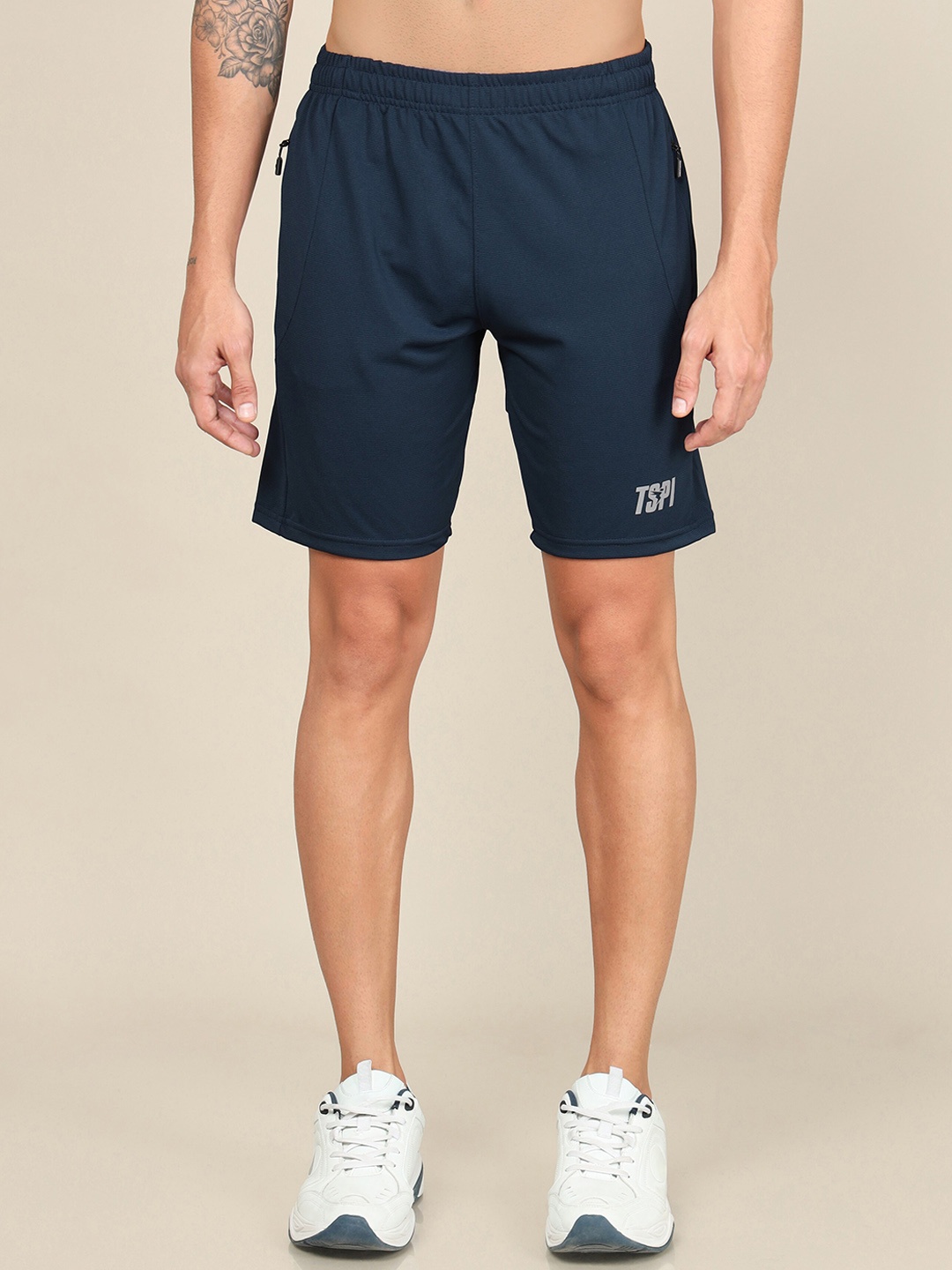 Technosport Men SS'24 Slim Fit Mid-Rise Rapid-Dry Gym Sports Shorts, Charcoal