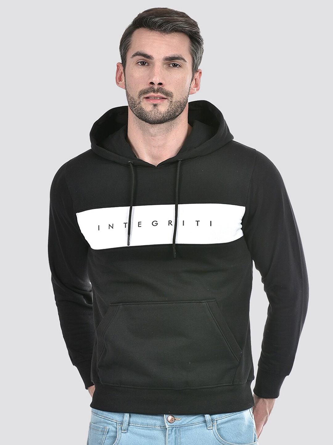 

Integriti Typography Printed Hooded Sweatshirt, Black