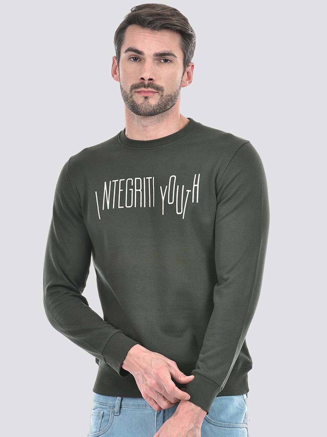

Integriti Typography Printed Ribbed Pullover Sweatshirt, Green