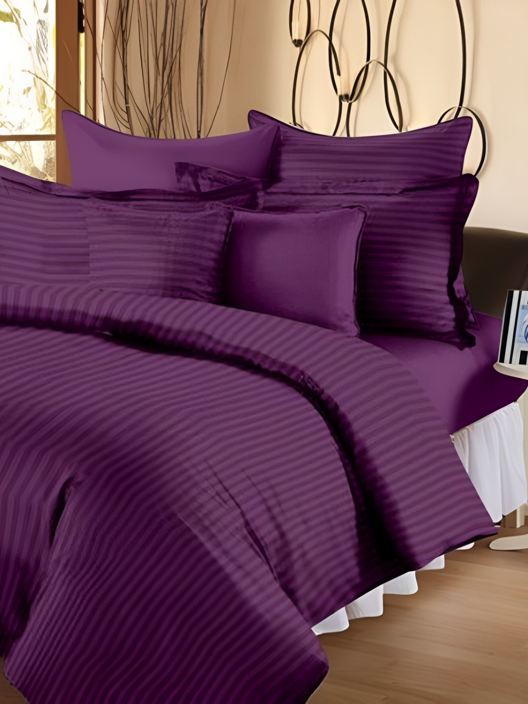 

Comfowell Purple Striped 180 TC Single Bedsheet with 2 Pillow Covers