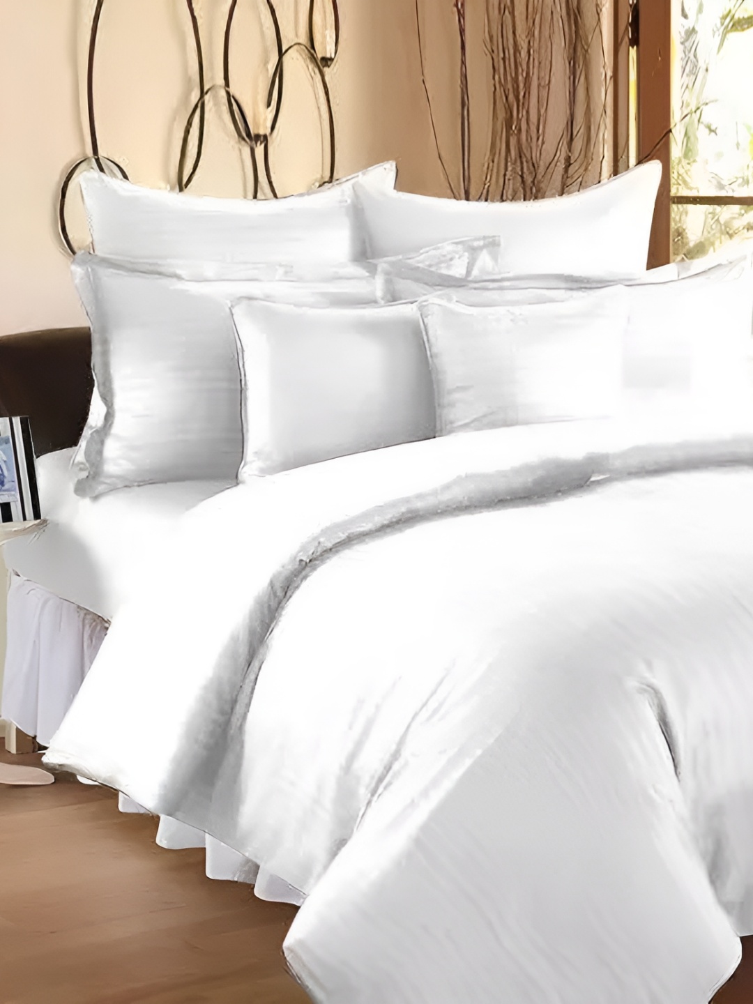 

Comfowell White Striped 180 TC Single Bedsheet with 2 Pillow Covers