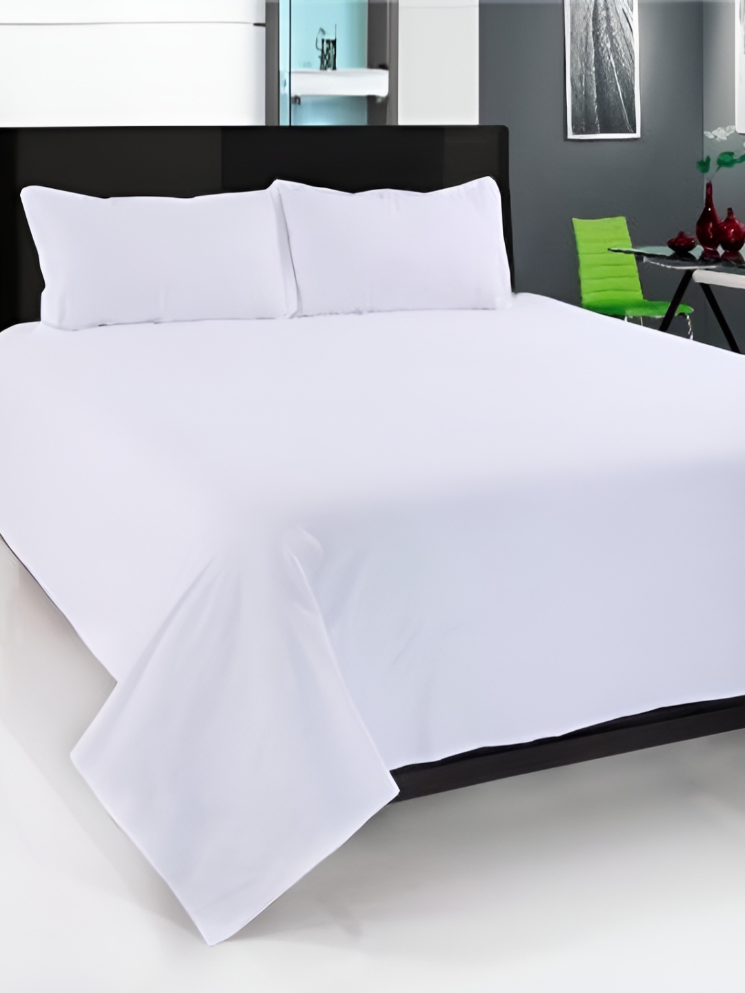 

Comfowell White 220 TC Cotton King Bedsheet with 2 Pillow Covers