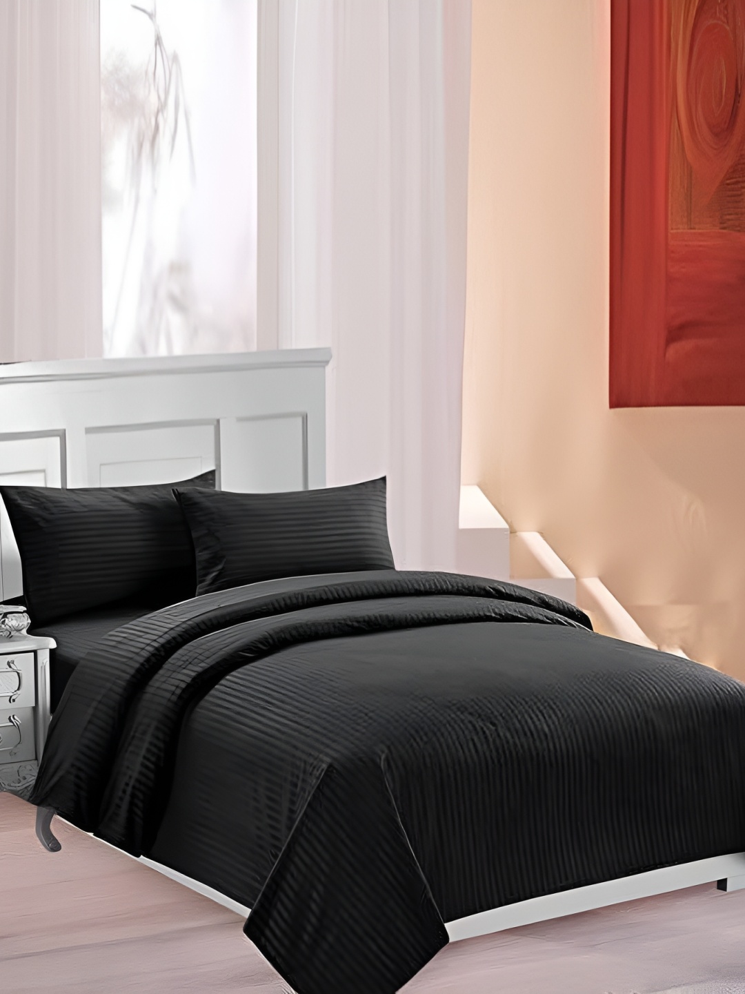 

Comfowell Black 210 TC Cotton King Bedsheet with 2 Pillow Covers