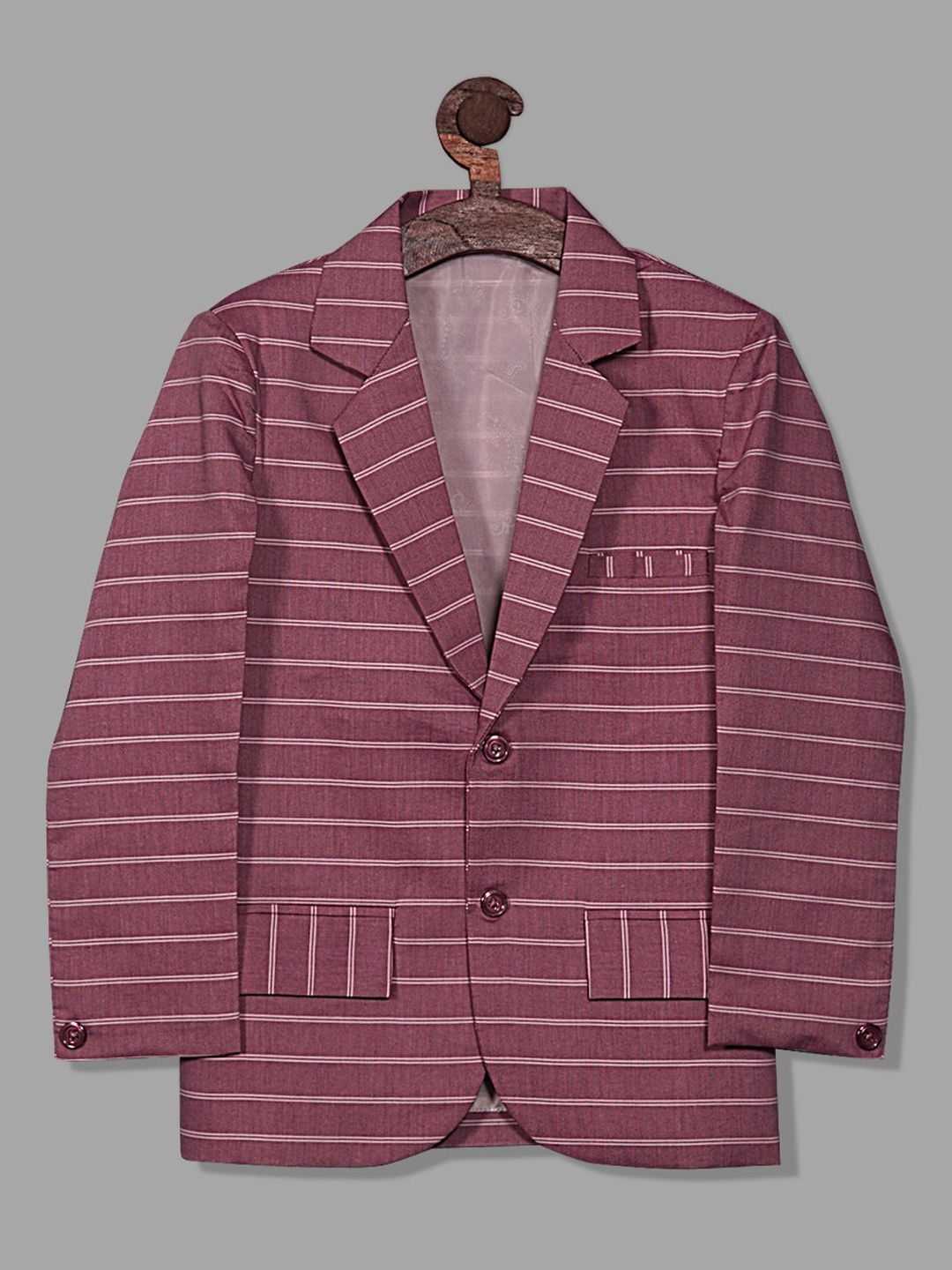 

BAESD Boys Striped Notched Lapel Long Sleeves Cotton Smart Fit Blazer, Purple