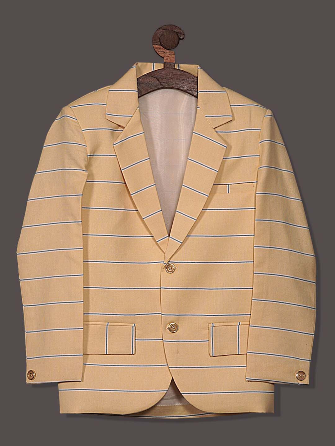 

BAESD Boys Striped Notched Lapel Long Sleeves Cotton Smart Fit Blazer, Yellow