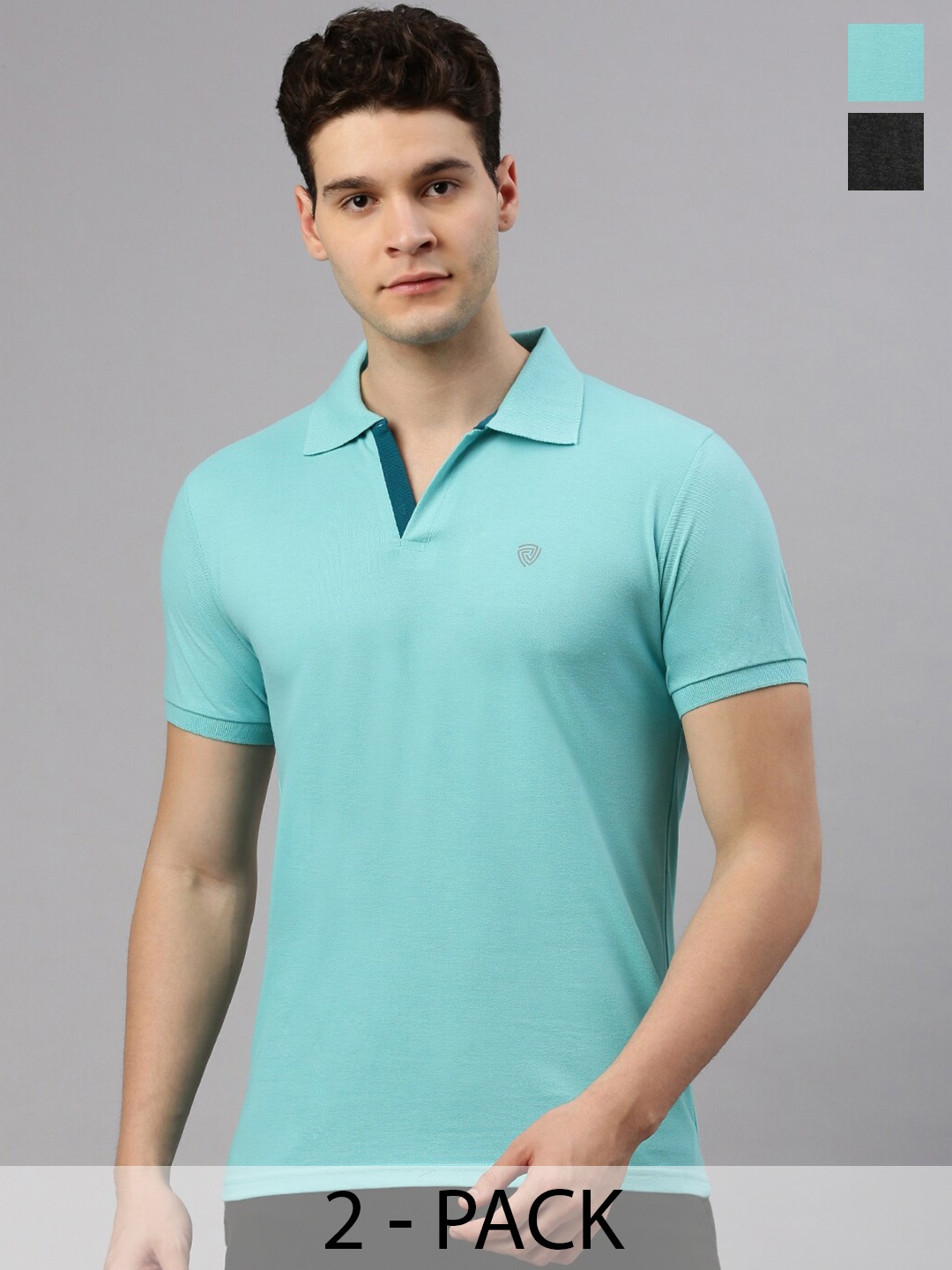 

Lux Cozi Pack Of 2 Polo Collar Cotton Lounge T-shirts, Blue