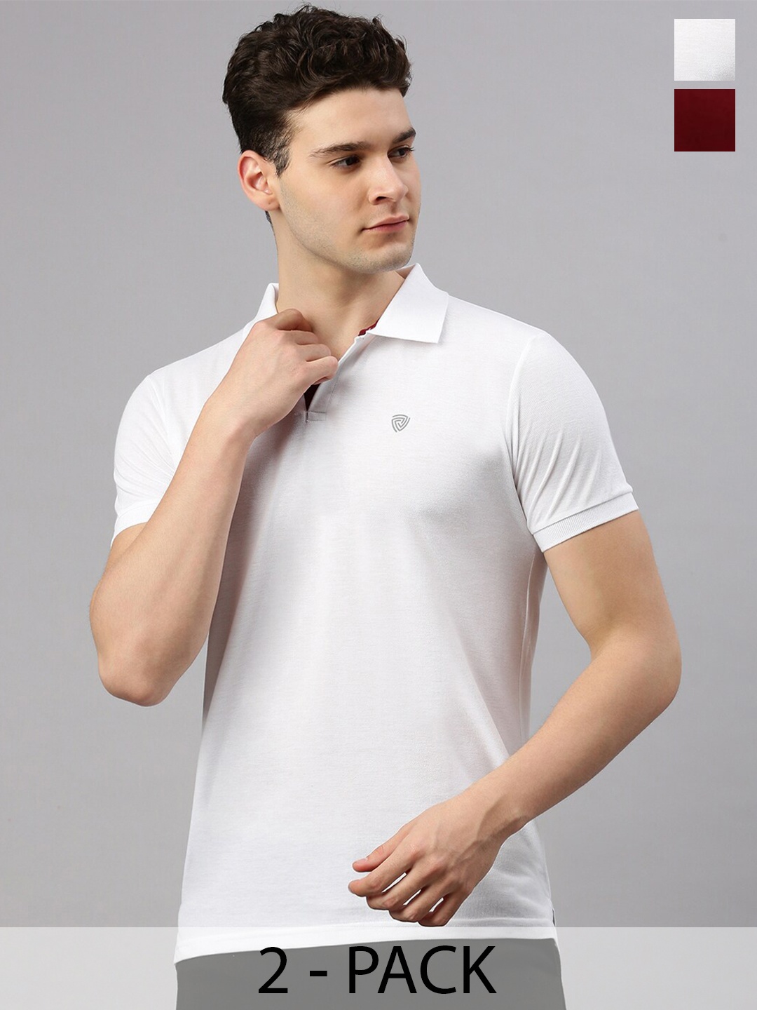 

Lux Cozi Pack of 2 Polo Collar Short Sleeves Anti Odour T-shirts, White