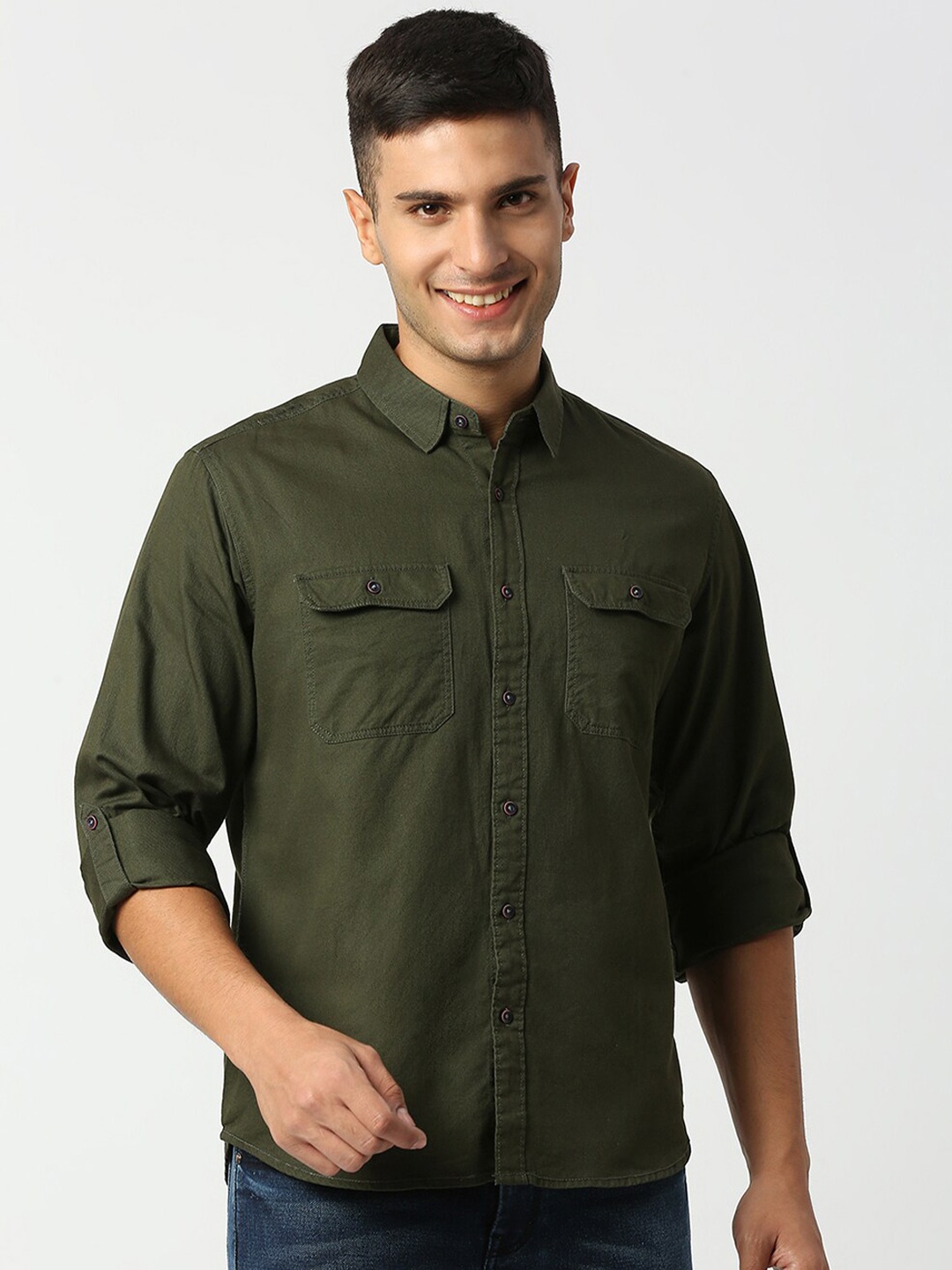 

USMC Relaxed Cotton Casual Shirt, Olive