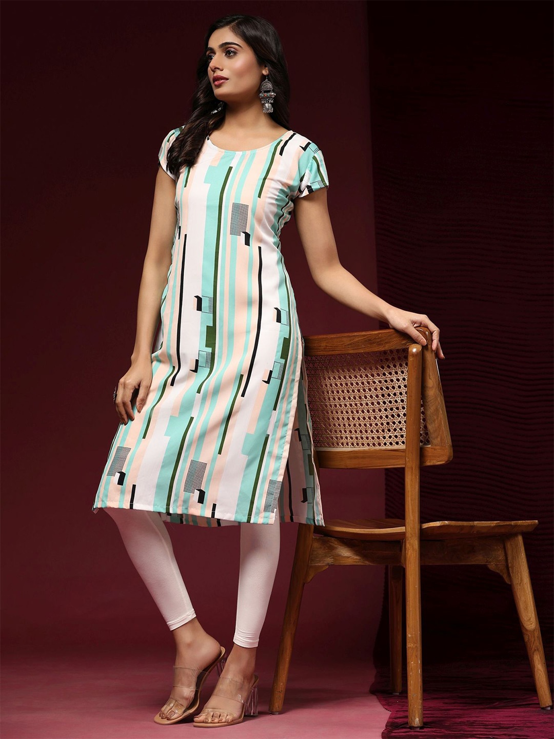 

Phenav Printed Straight Kurta, White