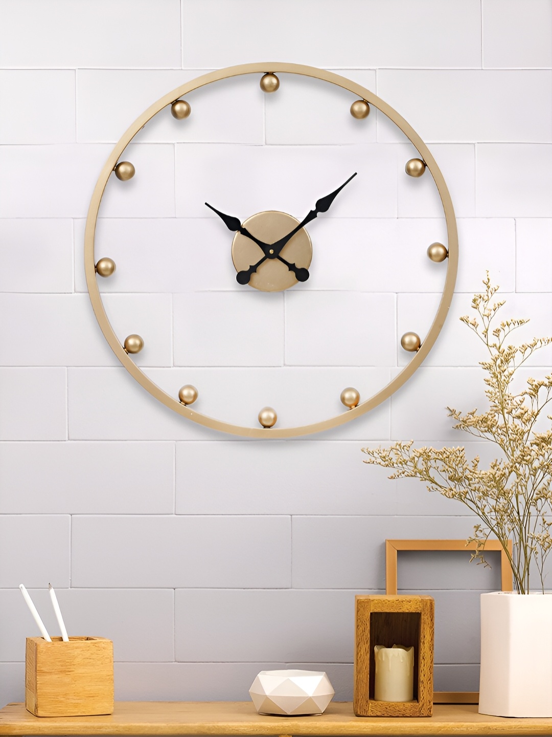 

Craft Smith Gold-Toned Embellished Round Traditional Wall Clock