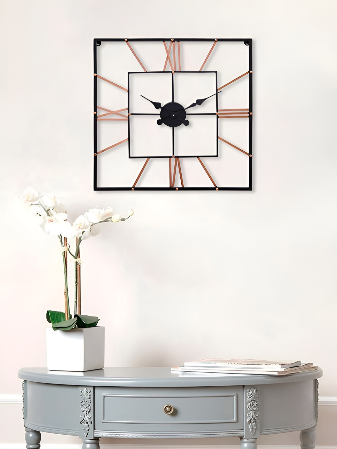 

Craft Smith Copper-Toned & Black Textured Traditional Square Wall Clock