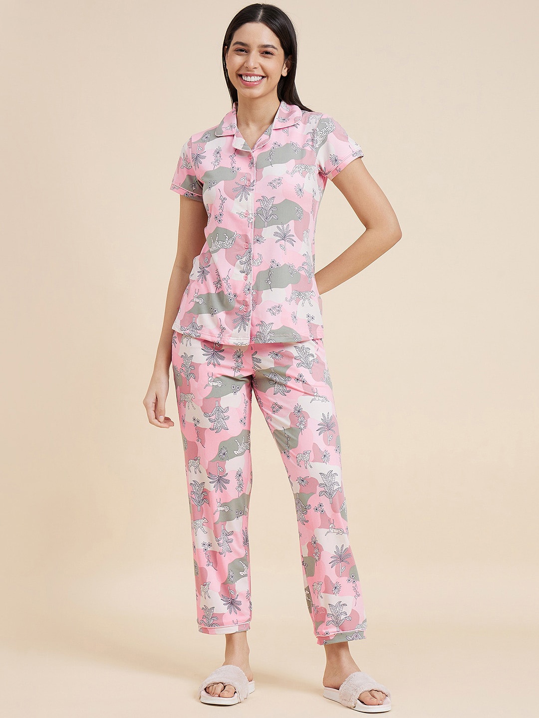 

Sweet Dreams Pink Printed Top & Trousers