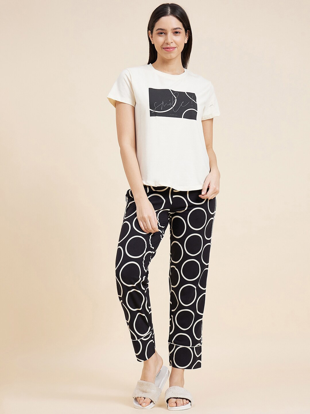 

Sweet Dreams Black Printed Top & Trousers