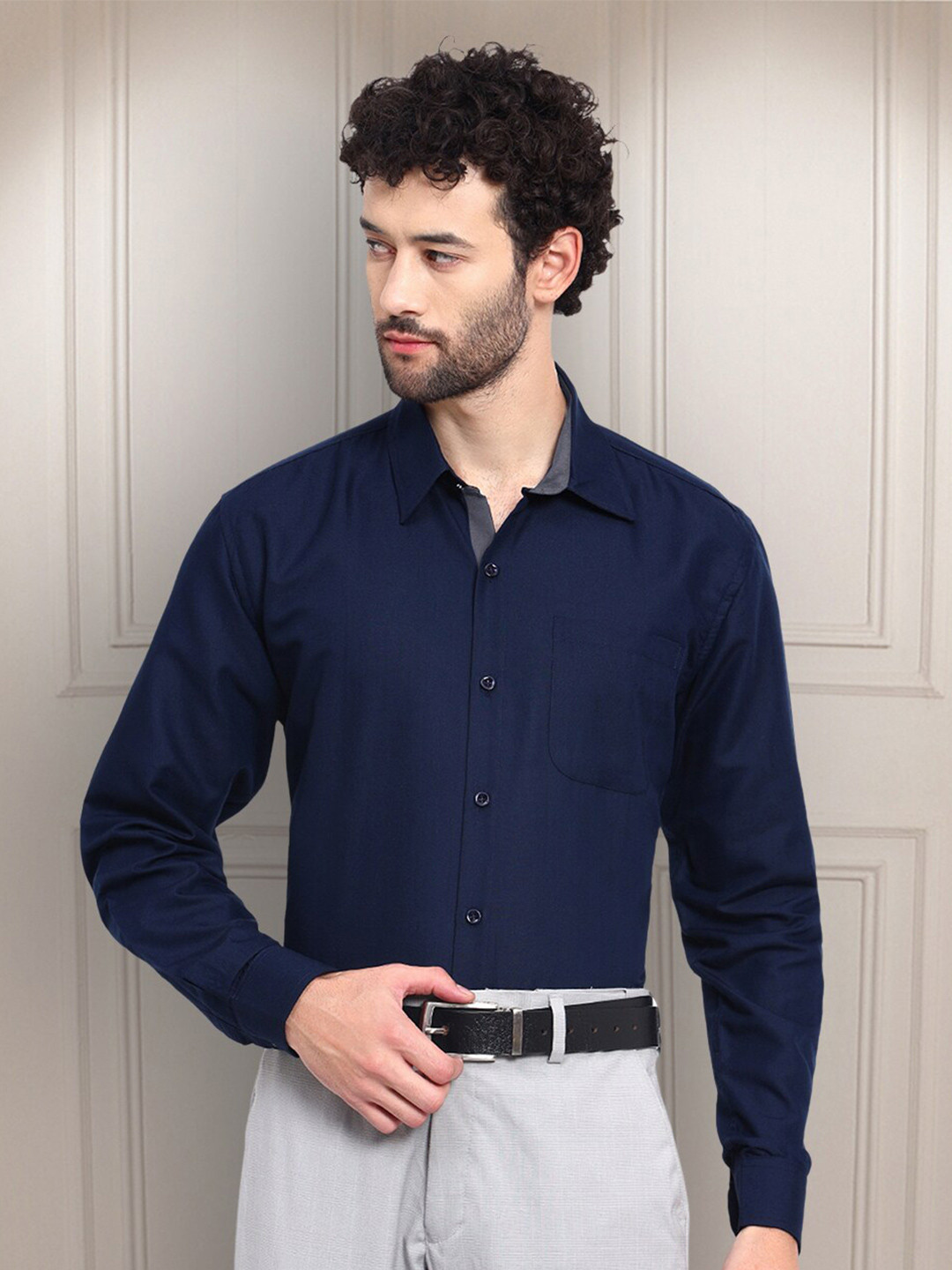 

Tee Projekt Standard Spread Collar Cotton Curved Formal Shirt, Teal