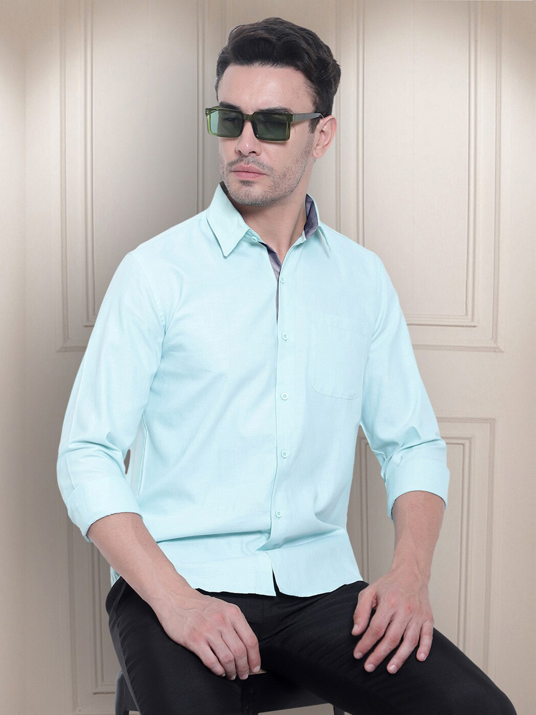 

Tee Projekt Standard Premium Cotton Formal Full Sleeve Shirt, Blue