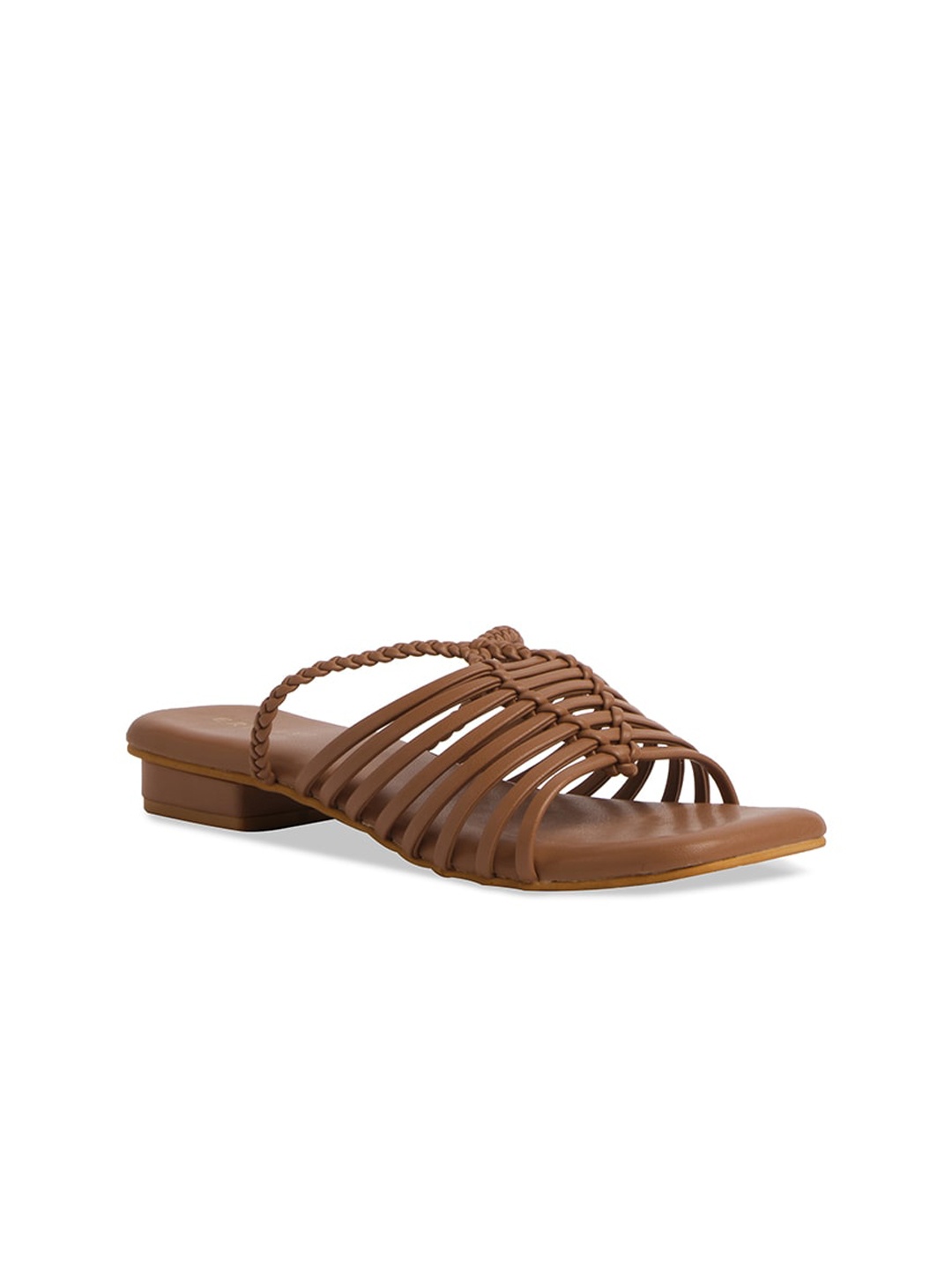 

ERIDANI Strappy Open Toe Flats, Beige