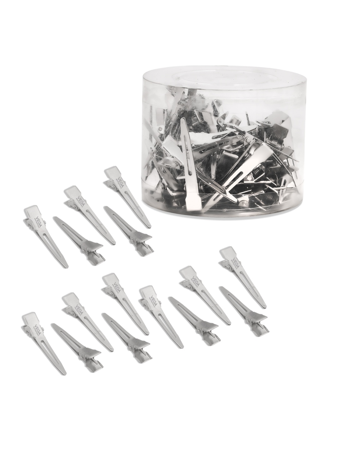 

VEGA PROFESSIONAL 72Pcs VPHSC-05 Hairdressing & Hair Styling Curl Clips - Silver