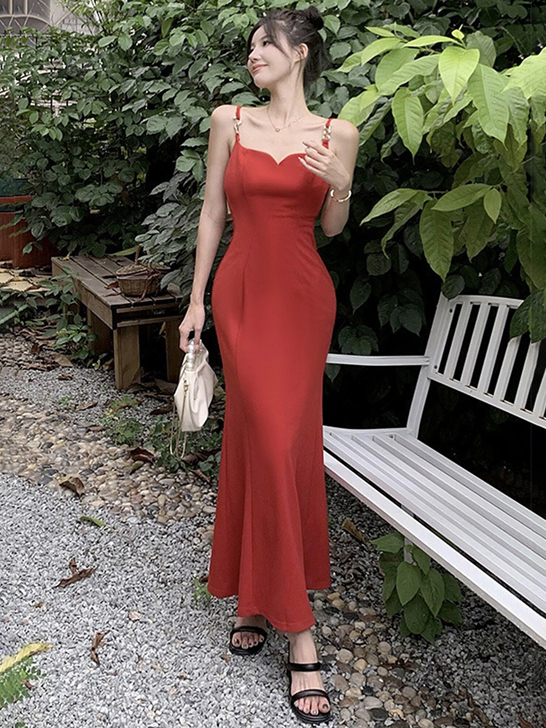 

LULU & SKY Shoulder Straps Maxi Dress, Red