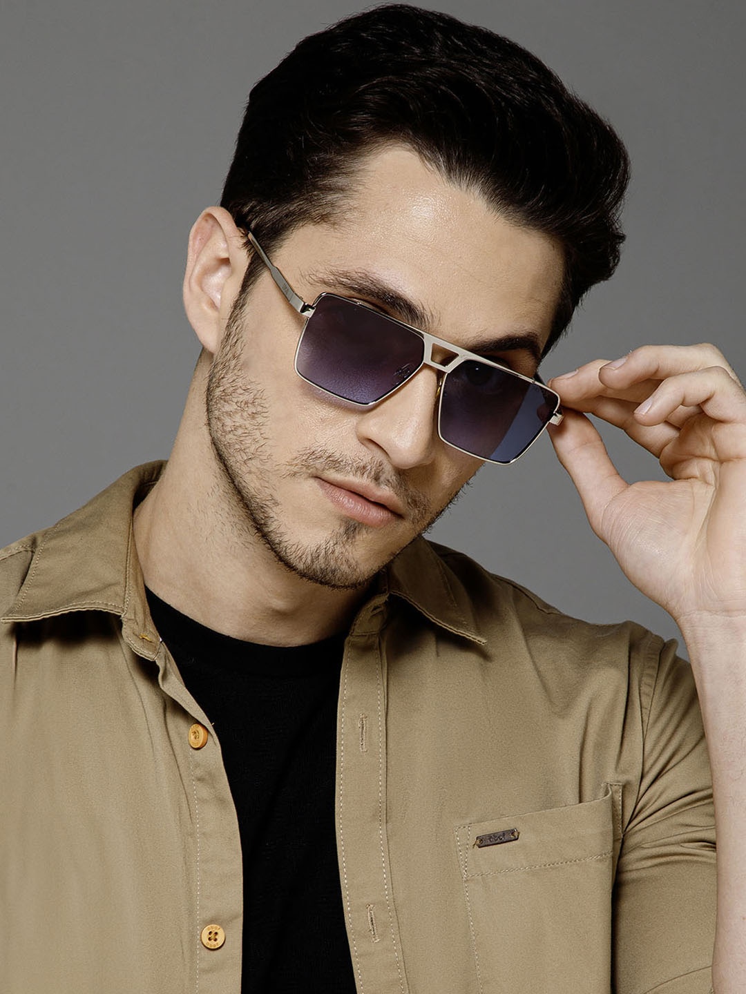 

IDOR Unisex Square Sunglasses with UV Protected Lens 008-SLV-BLU, Blue
