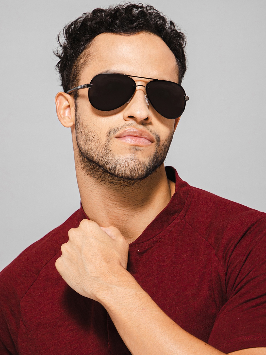 

IDOR Unisex Aviator Sunglasses with Polarised Lens 0761-BLK, Black