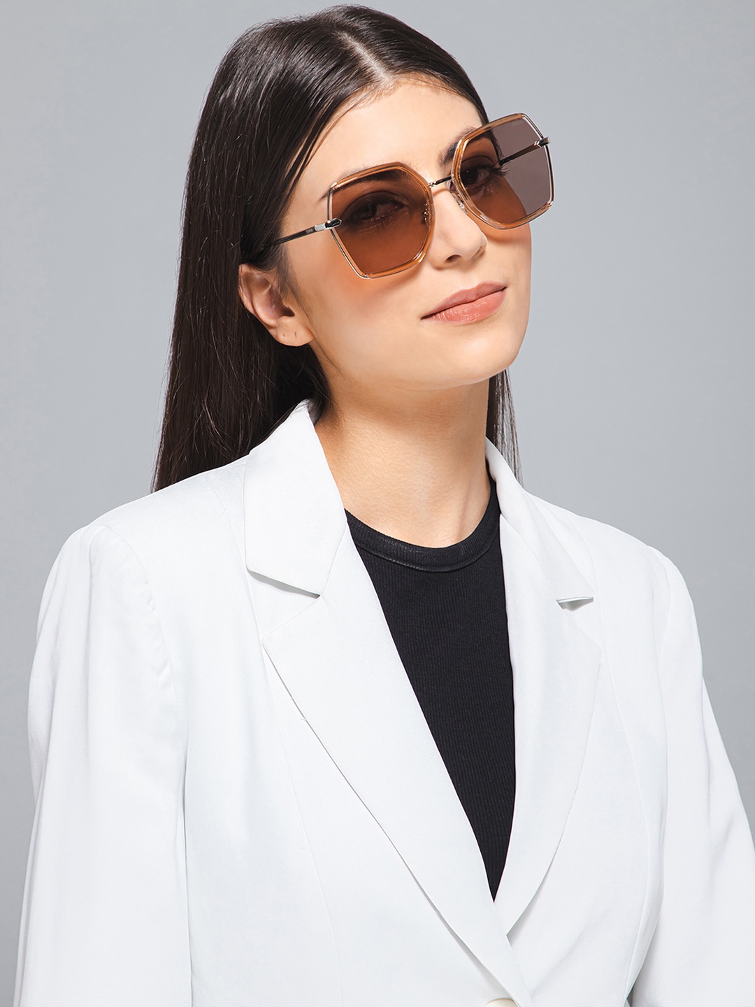 

IDOR Unisex Rectangle Sunglasses with Polarised Lens 2227-T27, Grey